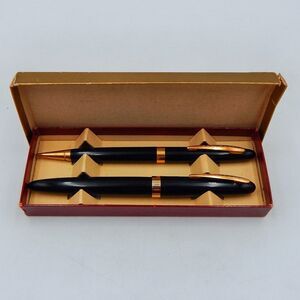 Eversharp Black Ballpoint Pen And Pencil Set With Original Box Gold Accent